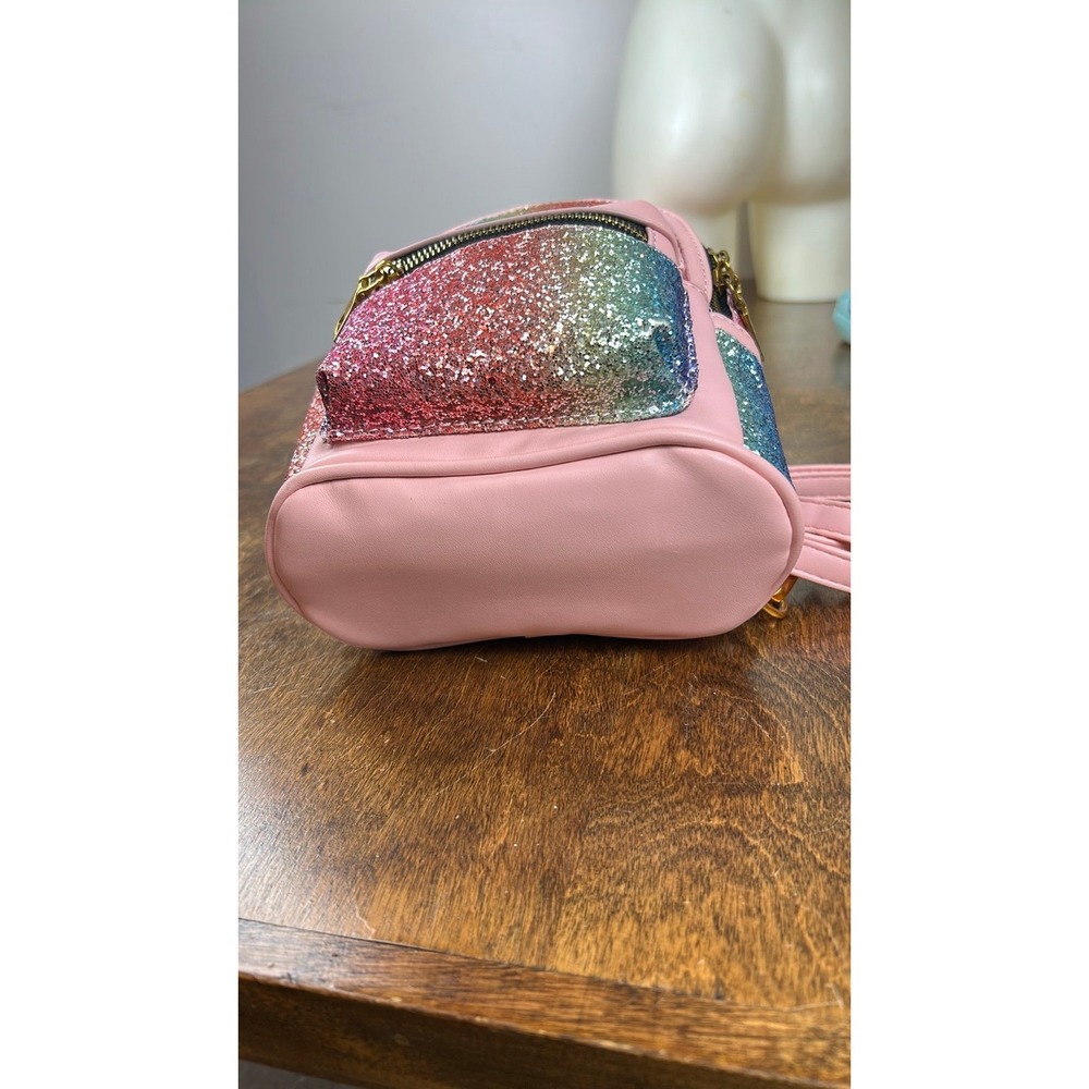 Glitter Rainbow Mini Backpack Cute Small Backpack Purse Shoulder Bag - Picture 9 of 12